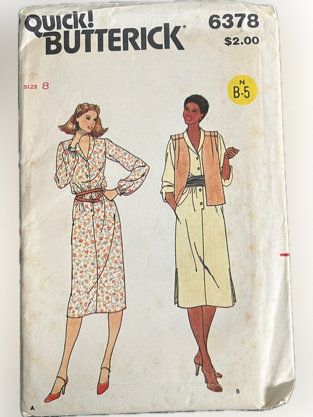 🍄Vintage New Butterick 6378 Uncut Pattern Women Dress Vest Size 8